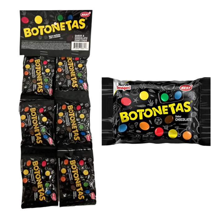 BOTONETA CHOCOLATE (NEGRA) BEST 13G RISTRA / 40 UNID_X000D_